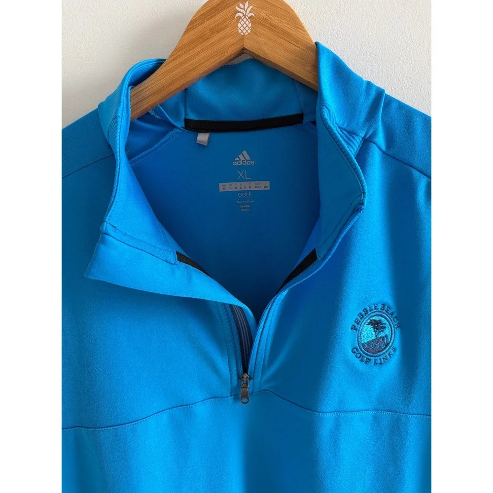Adidas Golf Vest‎ Mens XL Blue Pebble Beach Golf Links Quarter Zip Pullover